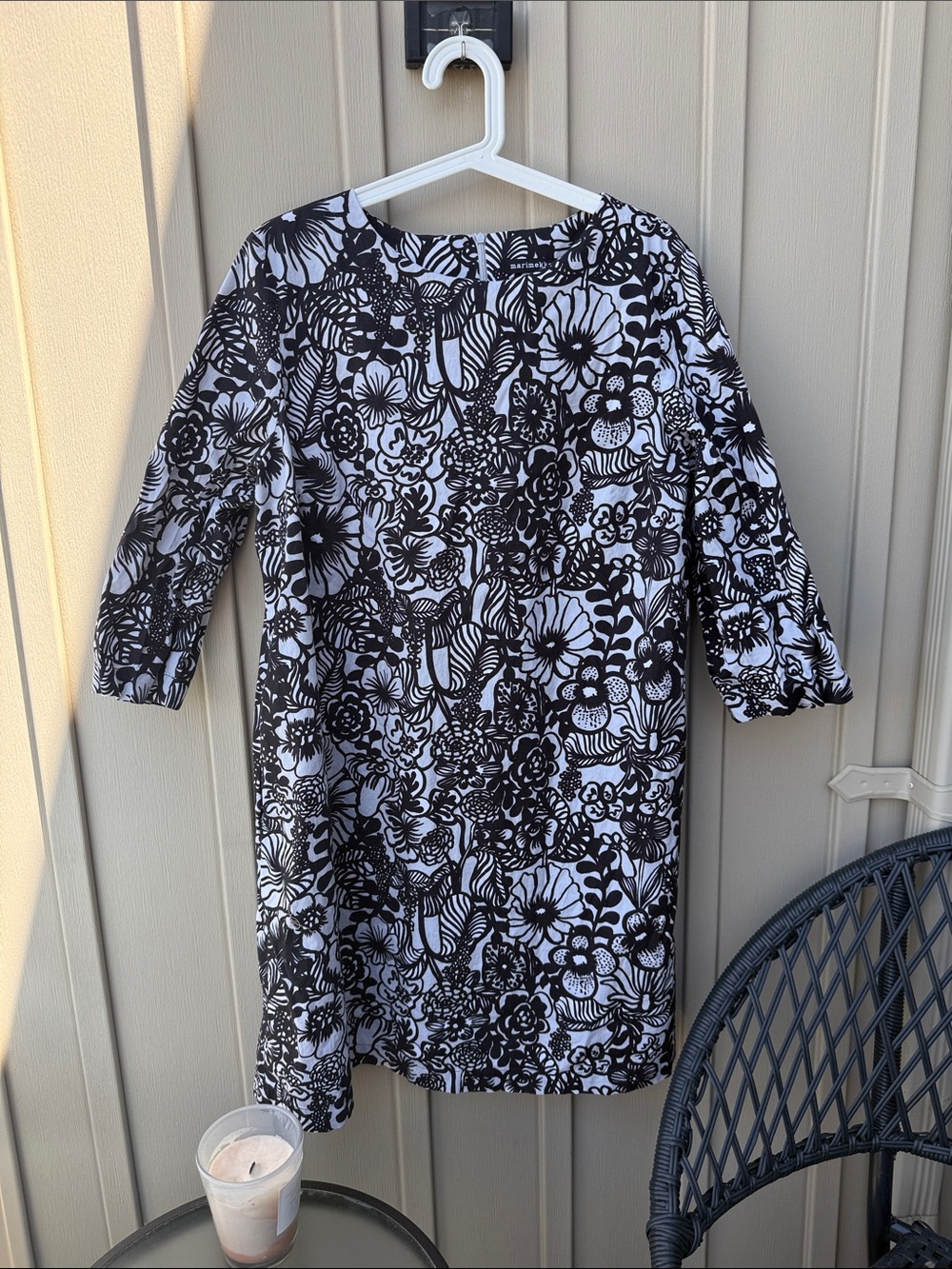 Marimekko Black & White Floral Shift Dress - Women